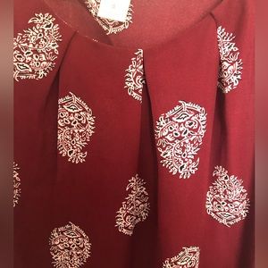 LOFT Women’s Red Sleeveless Paisley Blouse Top - Size S